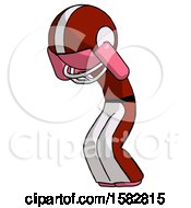 Poster, Art Print Of Pink Football Player Man With Headache Or Covering Ears Turned To His Left