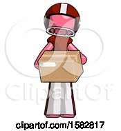 Poster, Art Print Of Pink Football Player Man Holding Box Sent Or Arriving In Mail