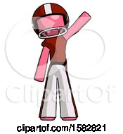 Poster, Art Print Of Pink Football Player Man Waving Emphatically With Left Arm