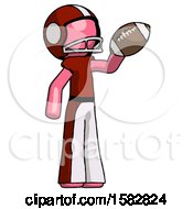 Poster, Art Print Of Pink Football Player Man Holding Football Up