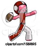 Poster, Art Print Of Pink Football Player Man Throwing Football