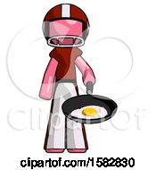 Poster, Art Print Of Pink Football Player Man Frying Egg In Pan Or Wok