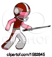 Poster, Art Print Of Pink Football Player Man Stabbing With Ninja Sword Katana