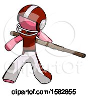 Poster, Art Print Of Pink Football Player Man Bo Staff Action Hero Kung Fu Pose