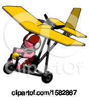 Poster, Art Print Of Pink Football Player Man In Ultralight Aircraft Top Side View