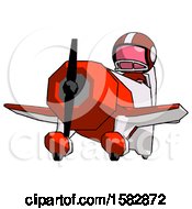 Poster, Art Print Of Pink Football Player Man Flying In Geebee Stunt Plane Viewed From Below