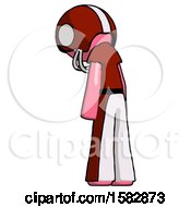 Poster, Art Print Of Pink Football Player Man Depressed With Head Down Back To Viewer Left