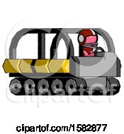 Poster, Art Print Of Pink Football Player Man Driving Amphibious Tracked Vehicle Side Angle View