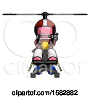 Poster, Art Print Of Pink Football Player Man Flying In Gyrocopter Front View
