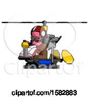 Poster, Art Print Of Pink Football Player Man Flying In Gyrocopter Front Side Angle View