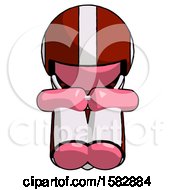 Poster, Art Print Of Pink Football Player Man Sitting With Head Down Facing Forward