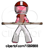 Poster, Art Print Of Pink Football Player Man Bo Staff Kung Fu Defense Pose