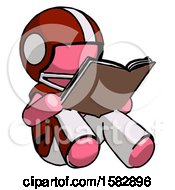 Poster, Art Print Of Pink Football Player Man Reading Book While Sitting Down