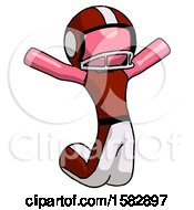 Pink Football Player Man Jumping Or Kneeling With Gladness