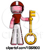 Poster, Art Print Of Pink Football Player Man Holding Key Made Of Gold