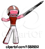 Poster, Art Print Of Pink Football Player Man Demonstrating That Indeed The Pen Is Mightier