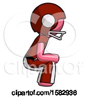 Poster, Art Print Of Pink Football Player Man Squatting Facing Right