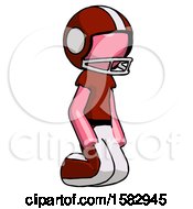 Pink Football Player Man Kneeling Angle View Right