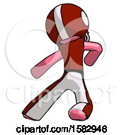 Poster, Art Print Of Pink Football Player Man Karate Defense Pose Left