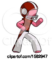 Poster, Art Print Of Pink Football Player Man Martial Arts Defense Pose Right