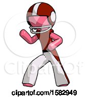 Pink Football Player Man Martial Arts Defense Pose Left
