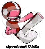 Poster, Art Print Of Pink Football Player Man Flying Ninja Kick Right