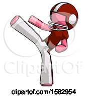 Poster, Art Print Of Pink Football Player Man Ninja Kick Left