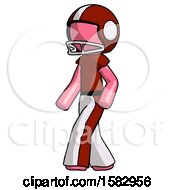 Poster, Art Print Of Pink Football Player Man Man Walking Turned Left Front View