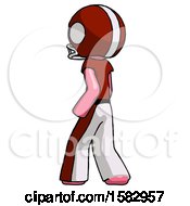 Poster, Art Print Of Pink Football Player Man Walking Away Direction Left View