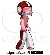 Poster, Art Print Of Pink Football Player Man Walking Turned Right Front View