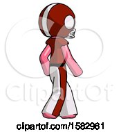 Poster, Art Print Of Pink Football Player Man Walking Away Direction Right View