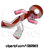 Poster, Art Print Of Pink Football Player Man Running While Falling Down