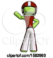 Poster, Art Print Of Green Football Player Man Waving Right Arm With Hand On Hip
