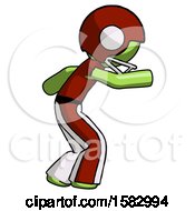 Poster, Art Print Of Green Football Player Man Sneaking While Reaching For Something