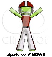 Poster, Art Print Of Green Football Player Man Surprise Pose Arms And Legs Out