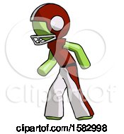 Poster, Art Print Of Green Football Player Man Suspense Action Pose Facing Left