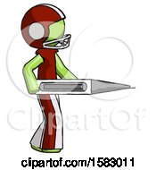 Green Football Player Man Walking With Large Thermometer