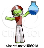 Poster, Art Print Of Green Football Player Man Holding Large Round Flask Or Beaker