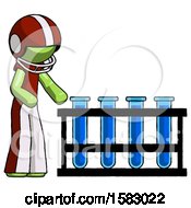 Poster, Art Print Of Green Football Player Man Using Test Tubes Or Vials On Rack