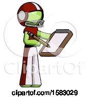 Poster, Art Print Of Green Football Player Man Using Clipboard And Pencil