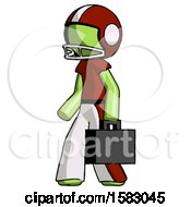 Poster, Art Print Of Green Football Player Man Walking With Briefcase To The Left