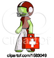 Poster, Art Print Of Green Football Player Man Walking With Medical Aid Briefcase To Left