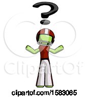 Poster, Art Print Of Green Football Player Man With Question Mark Above Head Confused