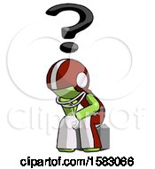 Poster, Art Print Of Green Football Player Man Thinker Question Mark Concept