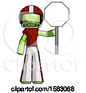 Poster, Art Print Of Green Football Player Man Holding Stop Sign
