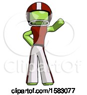 Poster, Art Print Of Green Football Player Man Waving Left Arm With Hand On Hip