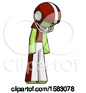 Poster, Art Print Of Green Football Player Man Depressed With Head Down Turned Right