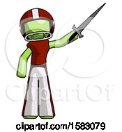 Poster, Art Print Of Green Football Player Man Holding Sword In The Air Victoriously