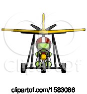 Poster, Art Print Of Green Football Player Man In Ultralight Aircraft Front View