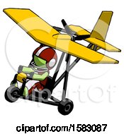 Poster, Art Print Of Green Football Player Man In Ultralight Aircraft Top Side View